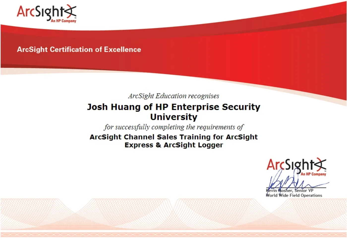 ArcSight Certification of Excellence，Channel Sales Training，2012